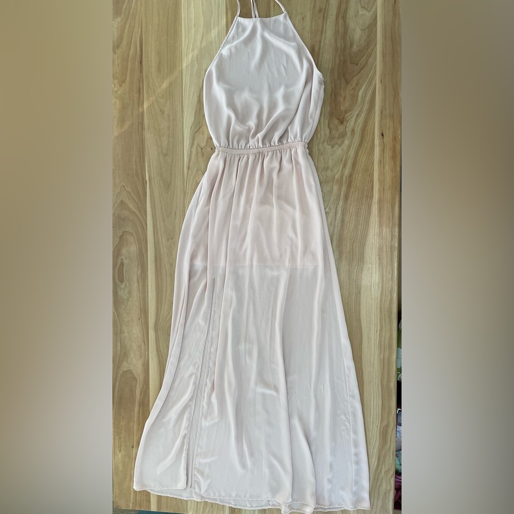 Show Me Your Mumu Maxi Tie Halter Dress Soft Pink Sz M Bridesmaid Romantic
